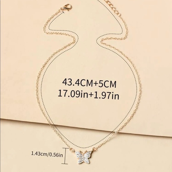 New butterfly gold rhinestone necklace - Picture 2 of 3
